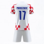 Kroatia Barn VM 2022 Draktsett fotball Mario Mandzukic 17 Hjemmedrakter Kortermet..